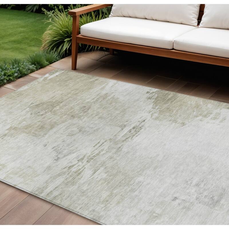 HomeRoots Abstract Transitional Rectangle Outdoor Rug - 9' X 12'