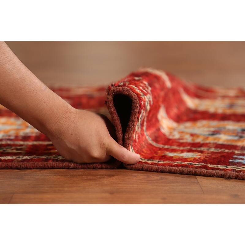 Red Moroccan Oriental Runner Rug Hand-Knotted Wool Carpet - 2'8" x 9'11"