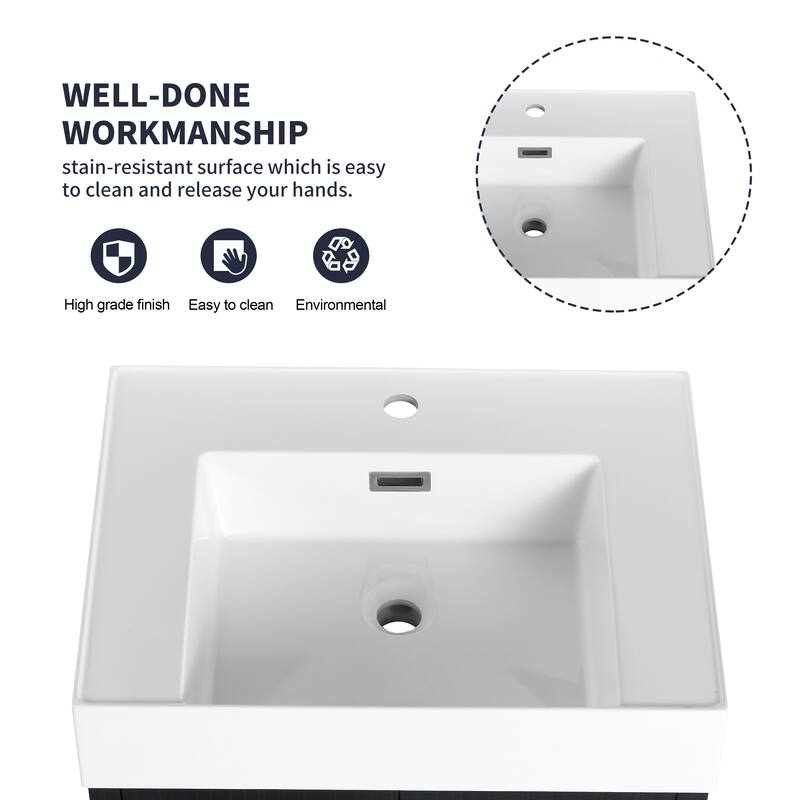 GDFStudio - Blair Wall-Mounted Bathroom Vanity with Thick-Edge Resin Sink