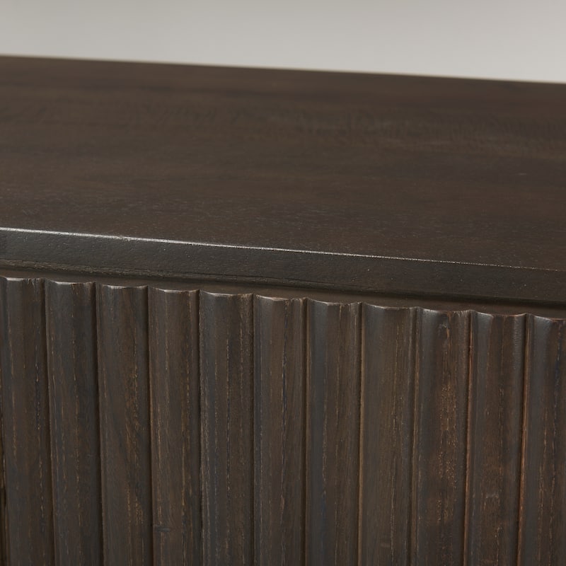 Terra Dark Brown Solid Wood Fluted Sideboard - 72.0L x 18.5W x 32.0H