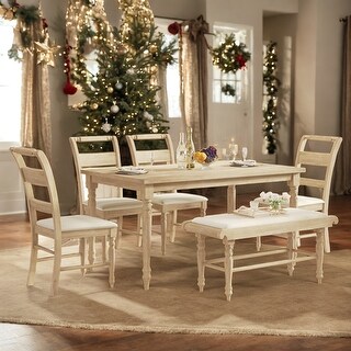 Rustic Style 6-Piece Wood Dining Table Set Kitchen Table Set - Bed Bath ...