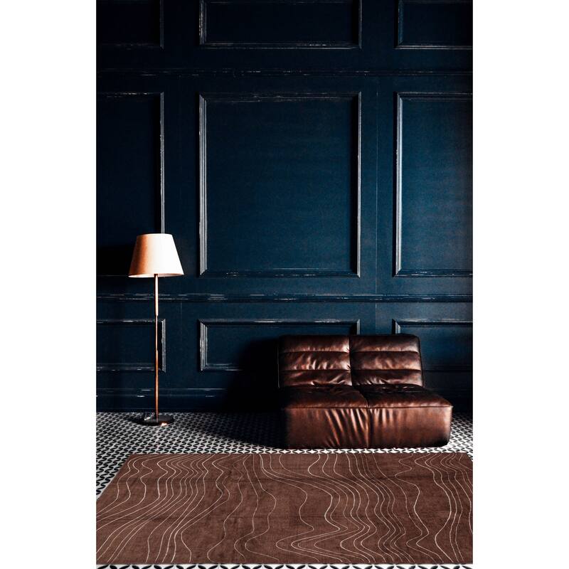 ECARPETGALLERY Hand-knotted Opulence Dark Brown Silk, Wool Rug - 9'0 x 12'0