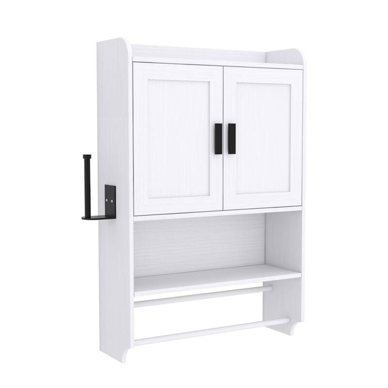 Anmytek White Wall Mounted Cabinet Storage Organizer for Bathroom Kitchen Laundry Room