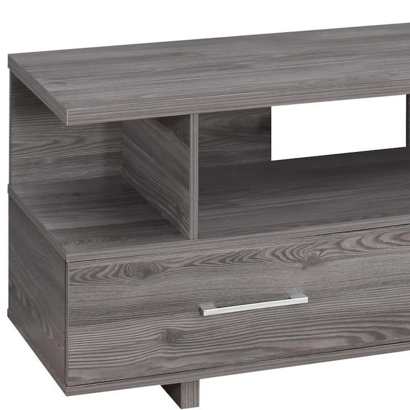 48 Inch Grey Wooden Entertainment Center with Open Storage Shelves and Two Drawers for Living Room - 47.75”L x 15.75”W x 20”H