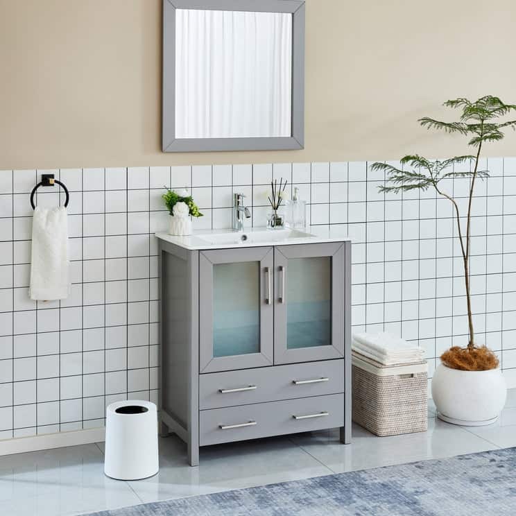 Vanity Art 30-in. Single-sink Bathroom Vanity w/ Wall Mirror - 29.1 W x 18.1 D x 35.8 H