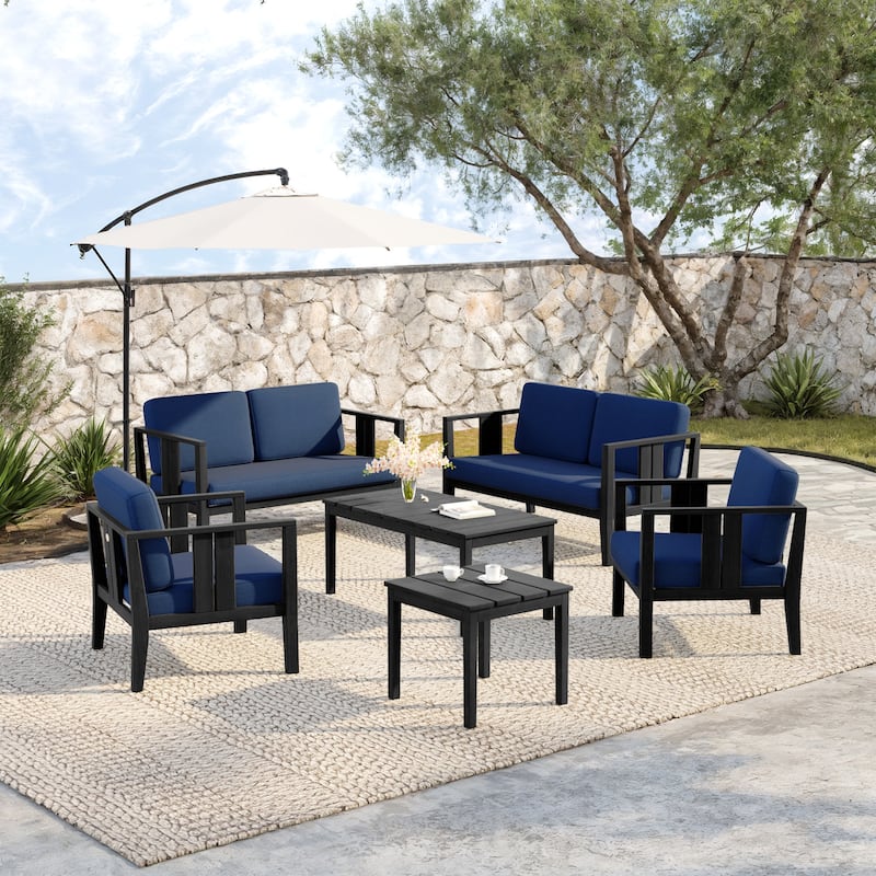 Teak Wood 6-Piece Outdoor Conversation Set with Table