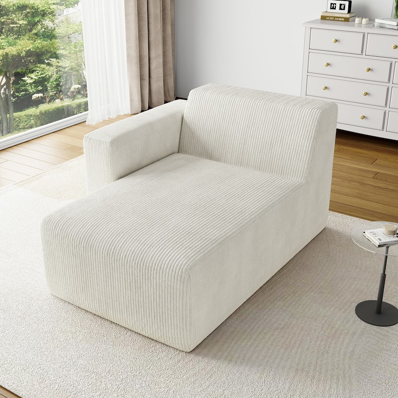 UIXE Upholstered Corduroy Chaise Lounges For Interior - 56.9" W x 31.8 H" 35.3 D"