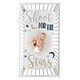 preview thumbnail 1 of 2, Star and Moon Boy Girl Photo Op Fitted Crib Sheet - Navy Blue Gold Grey Celestial Sky Gender Neutral Unisex Shoot for the Stars