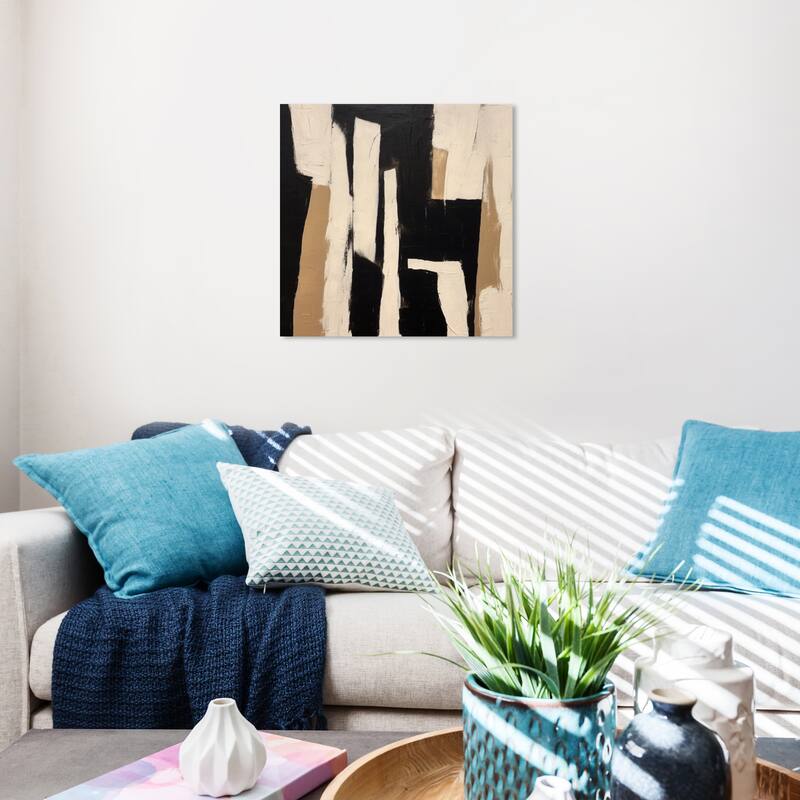 Wynwood Studio Canvas Abstract Mahogany and Pine Wood Black and Light Brown Modern & Contemporary Wall Art Canvas Print - 20 x 20