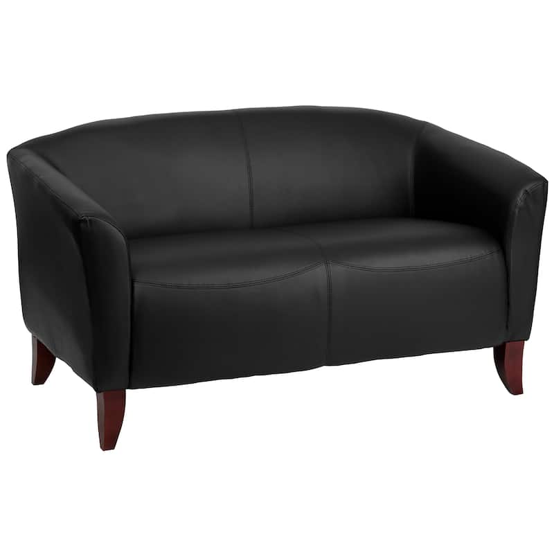 LeatherSoft Loveseat with Wood Feet - Black