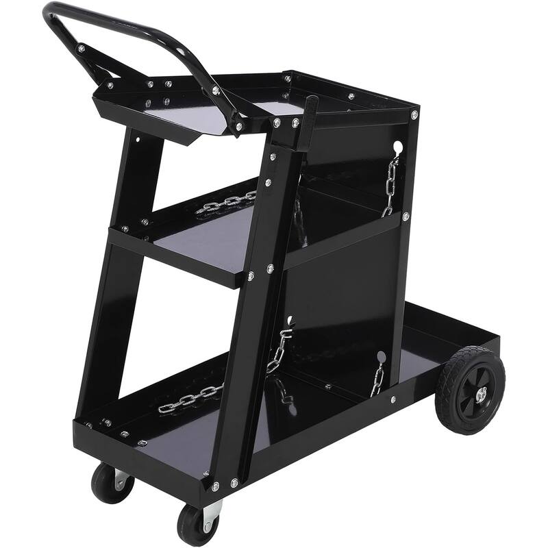 220 lbs Welder Cart for TIG MIG Welder and Plasma Cutter - Black