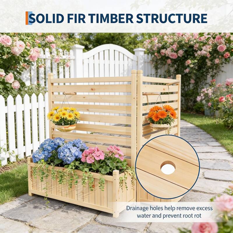 Outdoor Privacy Fence Panels, with Planter Box