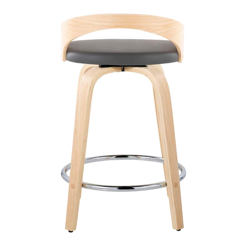 Carson Carrington Stavanger 24" Fixed-Height Counter Stool with Bent Wood Legs & Round Footrest (Set of 2)