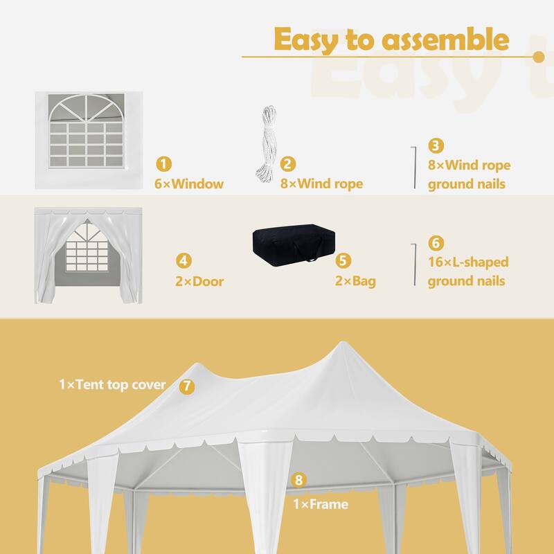 20x15 ft Wedding Party Tent Waterproof White - 88.58 * 8.46 * 7.48