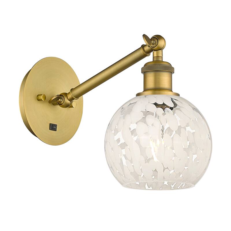 Innovations Lighting 317-1W-8-6 White Mouchette Sconce White Mouchette - Brushed Brass