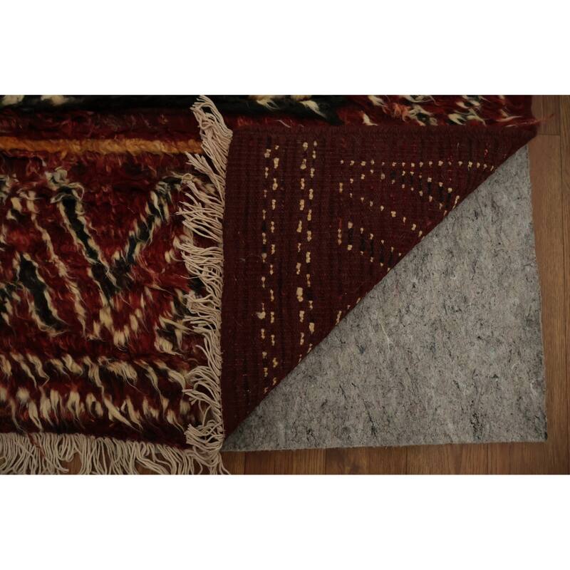 Hand Knotted Oriental 100% Wool Carpet Modern Tribal Red Moroccan Area Rug - 10' 2'' X 8' 2''