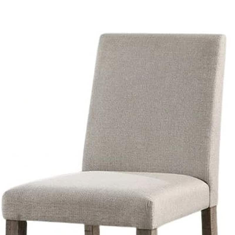 Genu Side Dining Chair Set of 2, Rustic Gray Wood, Gray Fabric