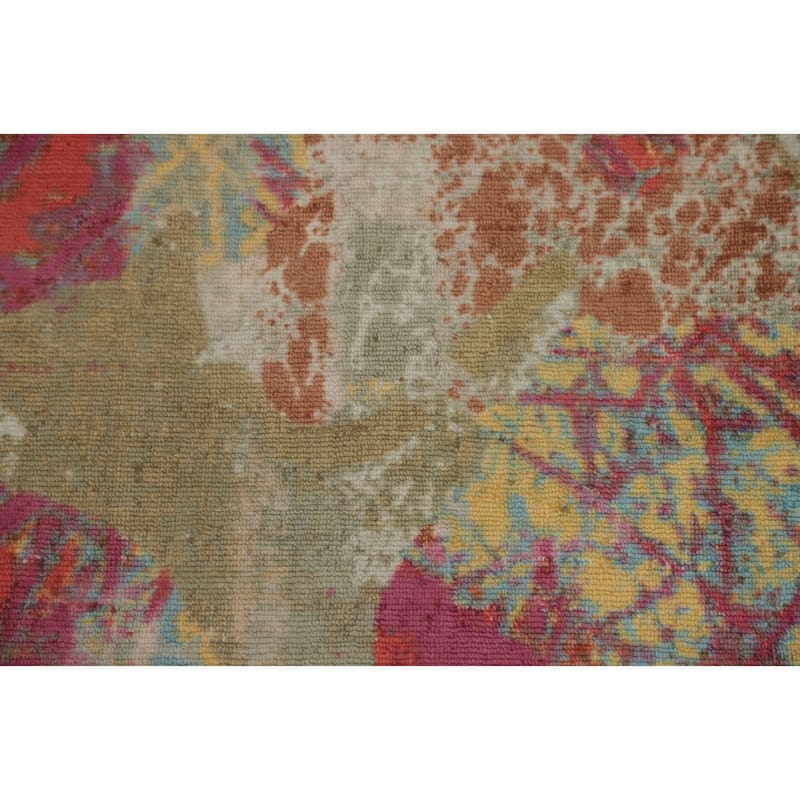 Hand-knotted Modern Silk Multi-Colored Abstract Oriental Area Rug - 7' 11'' X 5' 0''