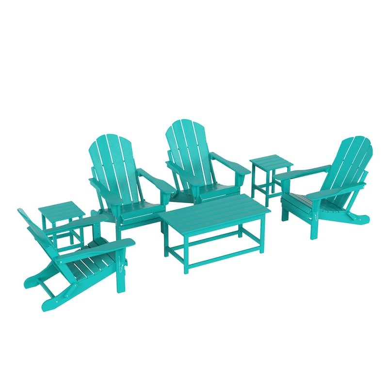 Laguna Hdpe All Weather Outdoor Patio Foldable Adirondack Chairs Conversation Set (7-Piece Set)