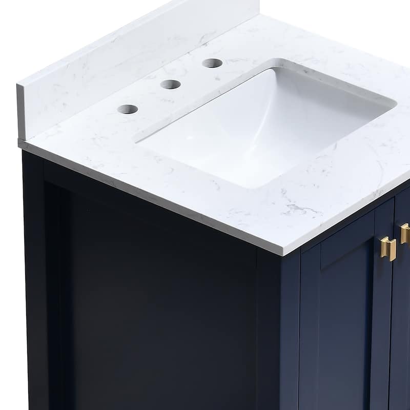 StarrySky 24 inch Undermount Single Sink Bathroom Vanity with Engineered Carrara Marble Top