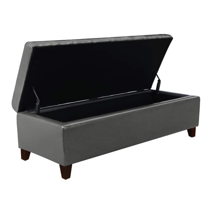 Adeco 50" Bonded Leather Storage Ottoman Bench