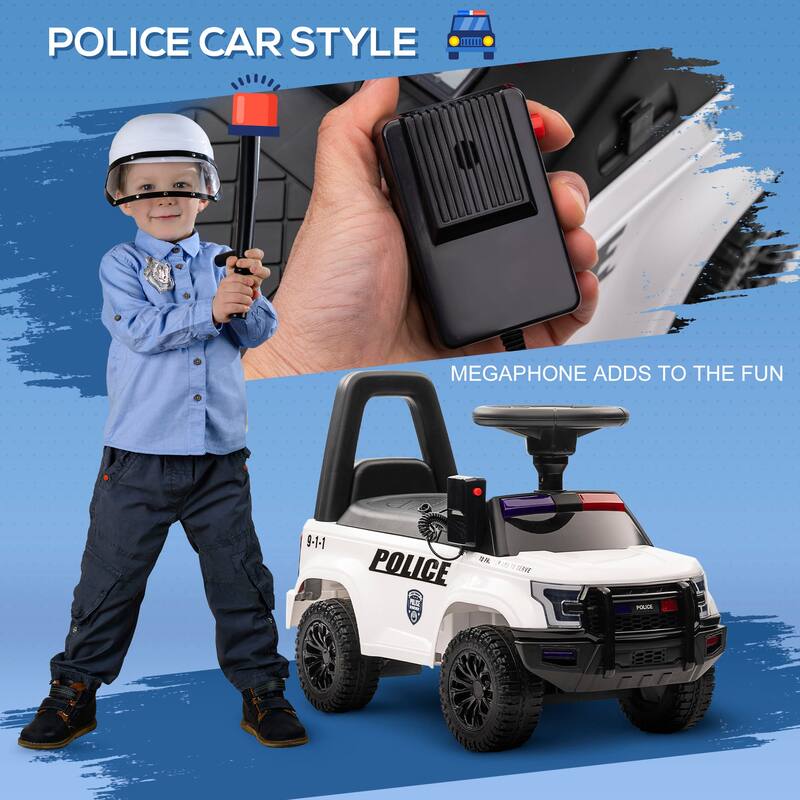 Kids Push Ride-On Car with Working PA System & Horn, Police Truck Style with Under-Seat Storage, 18 Months to 5 Years