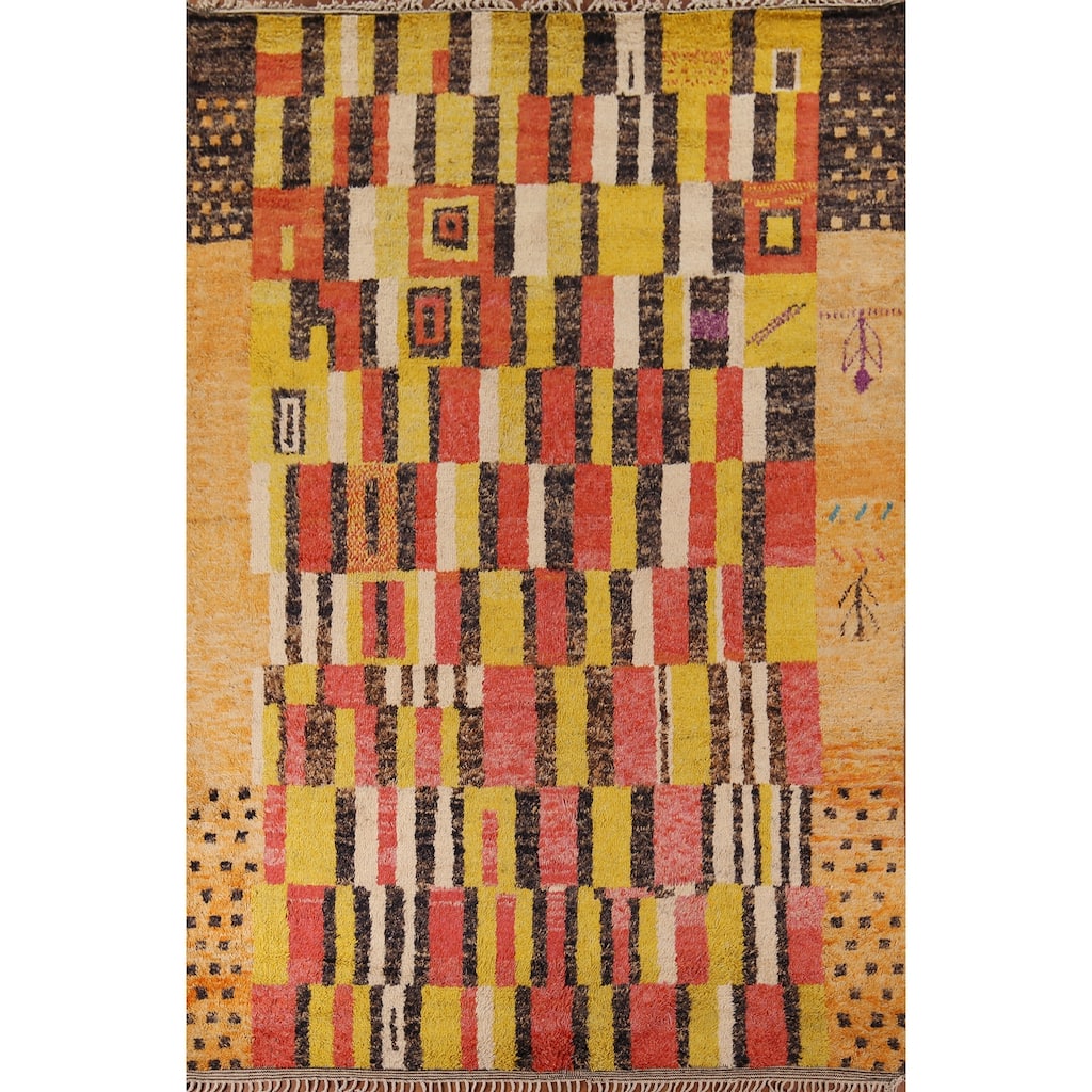 Plush Moroccan Oriental Area Rug Hand-Knotted Geometric Wool Carpet - 8'11" x 12'9"