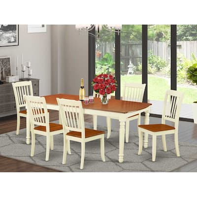 Victorian Dining Set 7Pc Rectangular Table w/ Leaf & 6 Chairs - Vintage Farmhouse Kitchen