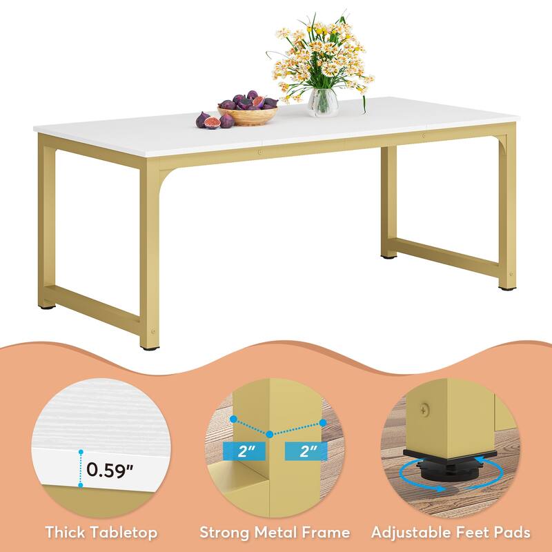 71" Modern Dining Table for 6-8, Kitchen Table for Dining Room - 70.87" L x 31.50" W x 29.53" H