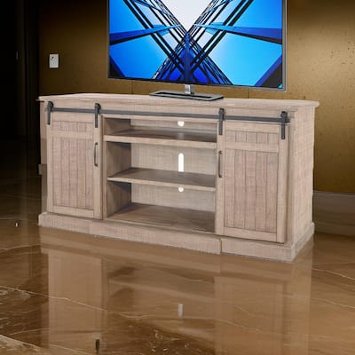 Desy TV Media Console w Fireplace Option, Barn Doors, 78 Inch Brown