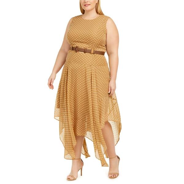 Calvin Klein Womens Textured Polka Dot Fit & Flare Dress,, Beige, 20W - Bed  Bath & Beyond - 41851046