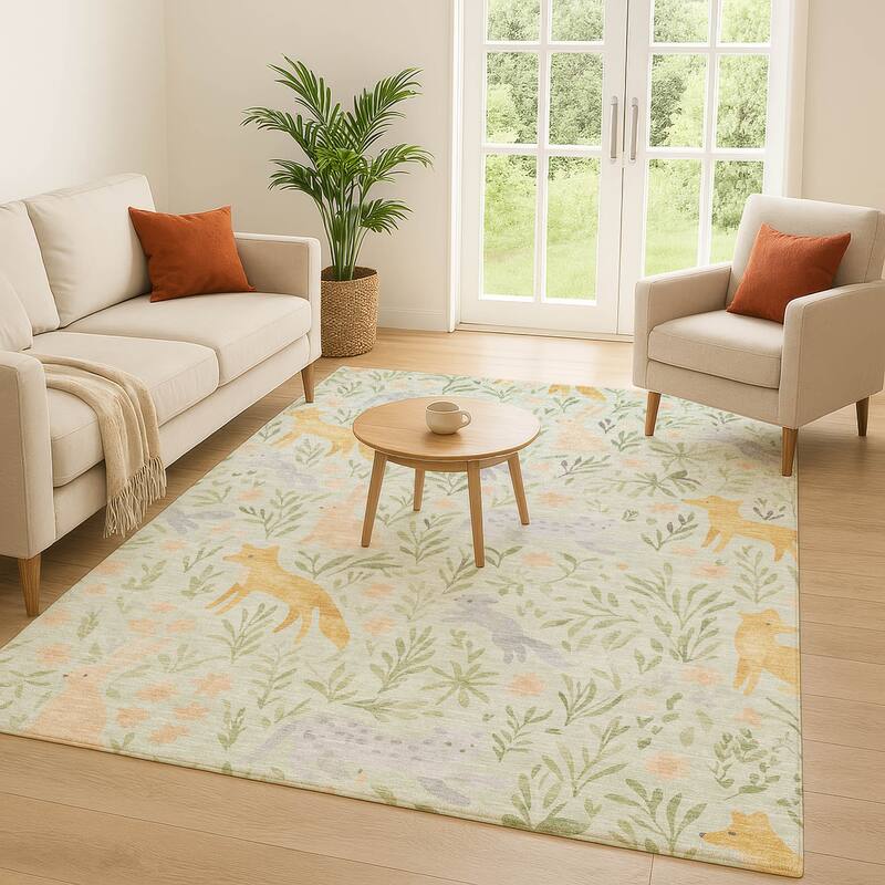 Machine Washable Indoor/ Outdoor Whimsy Foxy Chantille Rug