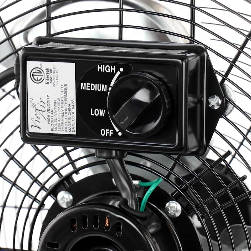 Heavy Duty 3 Speed High Velocity Metal Floor Fan 2 Pack