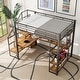 preview thumbnail 3 of 34, Full Size Metal Loft Bed with Small Wardrobe, L-shaped Built-in Desk, Storage Shelves & Storage Staircase, No Box Spring Needed