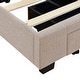 preview thumbnail 22 of 42, Queen Linen Upholstered Platform Bed with Storage Drawers & Headboard