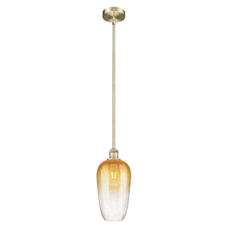 Innovations Lighting Endless Possibilities Edison - Brookhaven Flute - 1 Light 7" Stem Hung Mini Pendant - Antique Brass/Amber