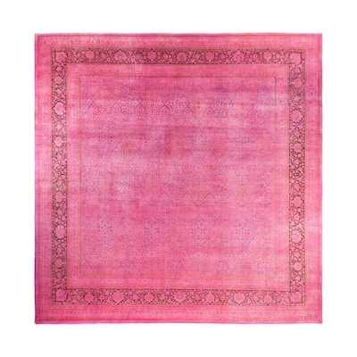 Overdyed One-of-a-Kind Hand-Knotted Square Area Rug - Pink - 12' 4" x 12' 6"