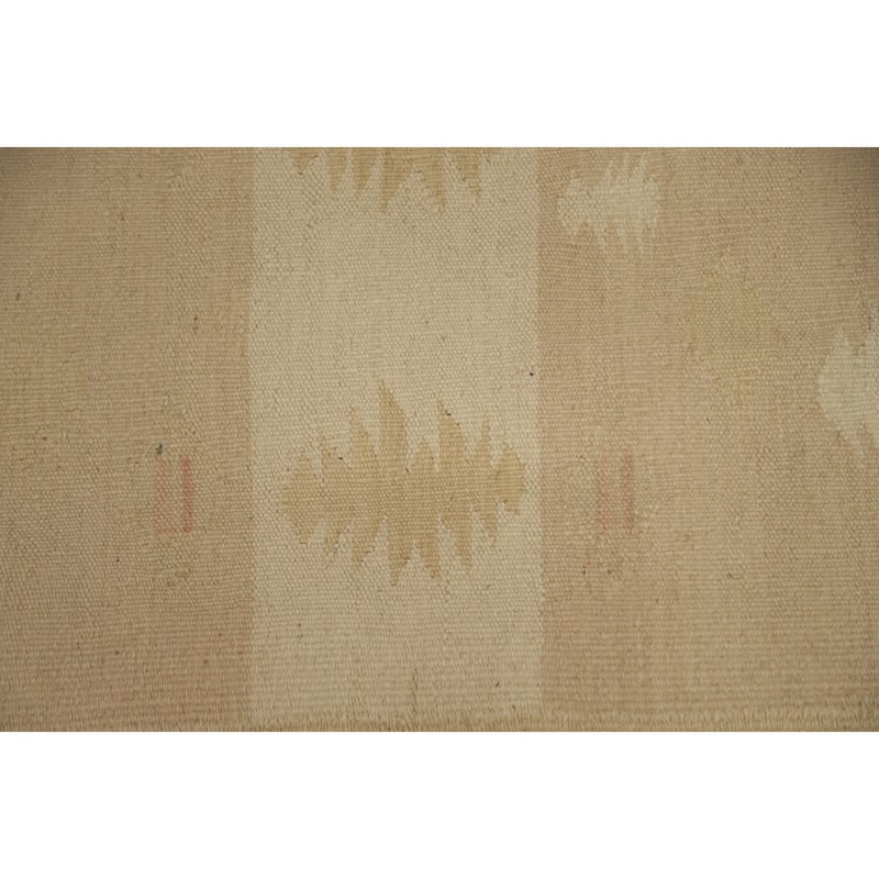 Hand Woven Oriental 100% Wool Carpet Southwestern Tribal Beige & Ivories Kilim Area Rug - 7' 0'' X 4' 9''