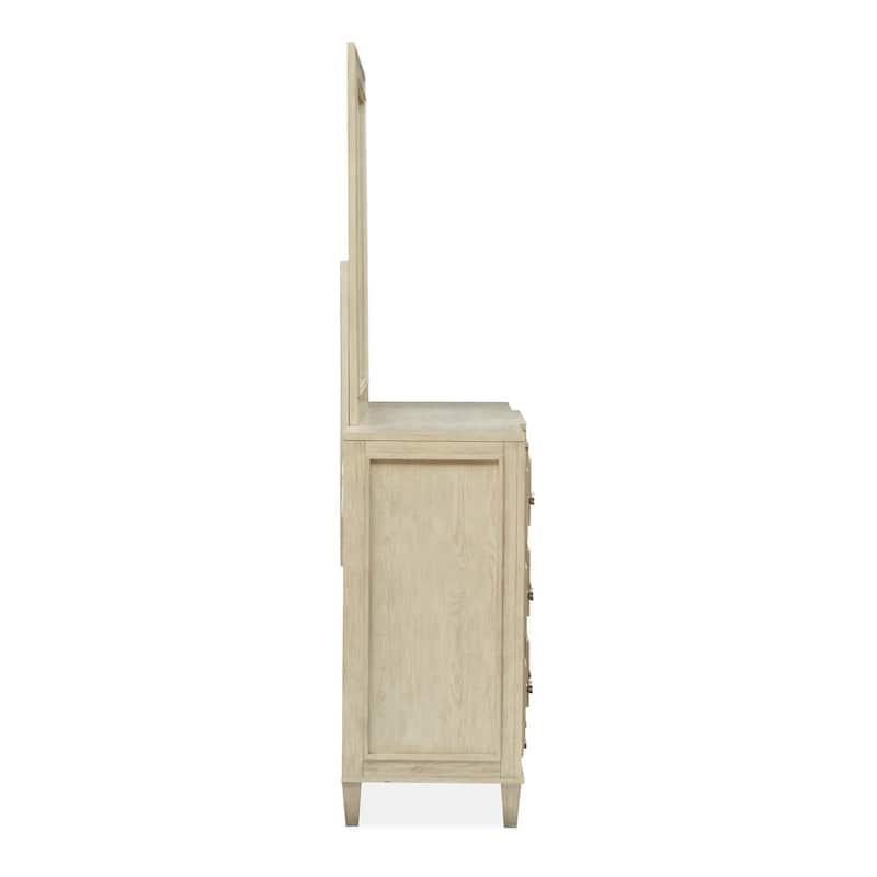 Magnussen Home Sheridan Limestone Drawer Dresser with Landscape Mirror
