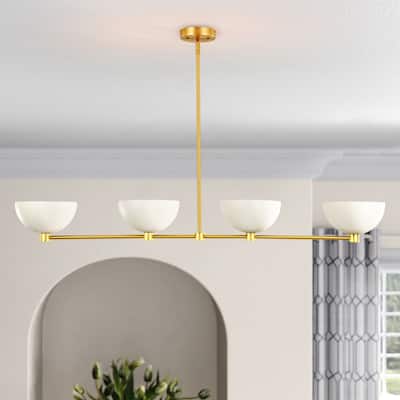 4-Light Modern Simple Bowl Design Linear Pendant Light for Kitchen Island