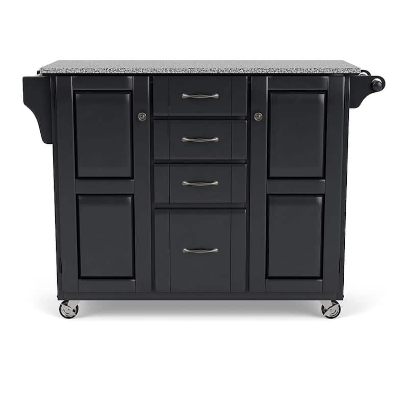 Homestyles Create-A-Cart Black Wood Kitchen Cart - 48" x 18" x 36"