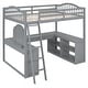 preview thumbnail 10 of 52, Full Wooden Loft Bed with U-shaped Desk, Storage Compartments & Tri-fold Mirror, Stylish Grooming Station, Grey