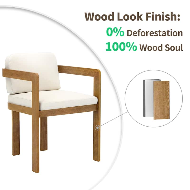 Dining Chair with Cushioned Seat and Armrests