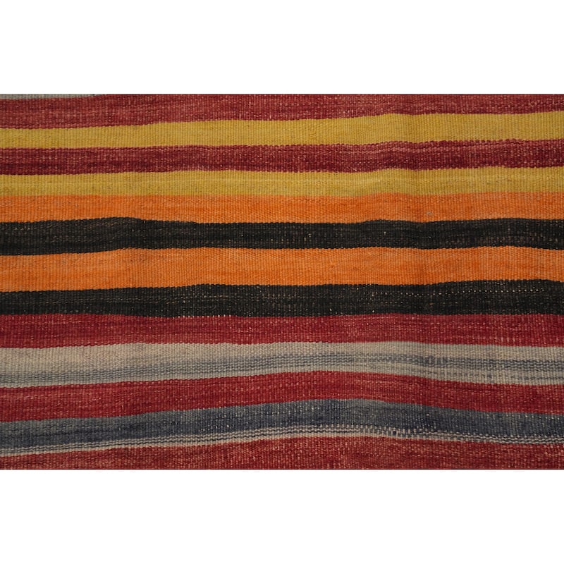 Hand Woven Oriental 100% Wool Carpet Southwestern Geometric Multi-Colored Kilim Runner Rug - 8' 6'' X 4' 5''