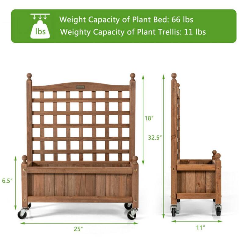Planter Box with Trellis Mobile Raised Bed