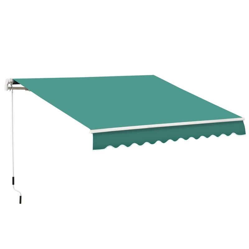 10x8 Retractable Patio Awning with Manual Crank, UV & Water-Resistant, Aluminum Frame for Deck, Balcony, Yard - Green