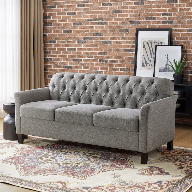 Evaristo Transitional 72.5"Wide Flared Arm Sofa with Removable Seat Cushion by HULALA HOME - Dove