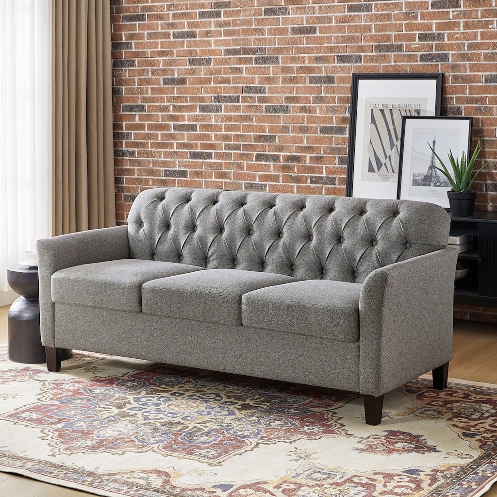 Evaristo Transitional 72.5"Wide Flared Arm Sofa with Removable Seat Cushion by HULALA HOME