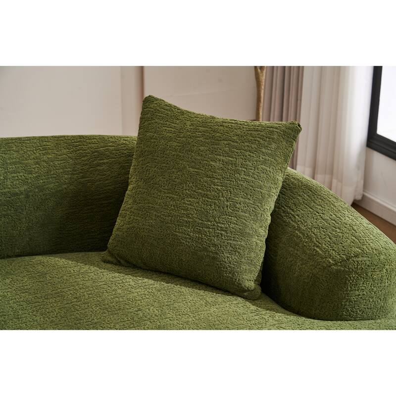 Modular Curved Sectional Sofa, Full Compression 4-Seater Foam Couch, Chenille Boneless Cloud Sofa for Living Room, Bedroom