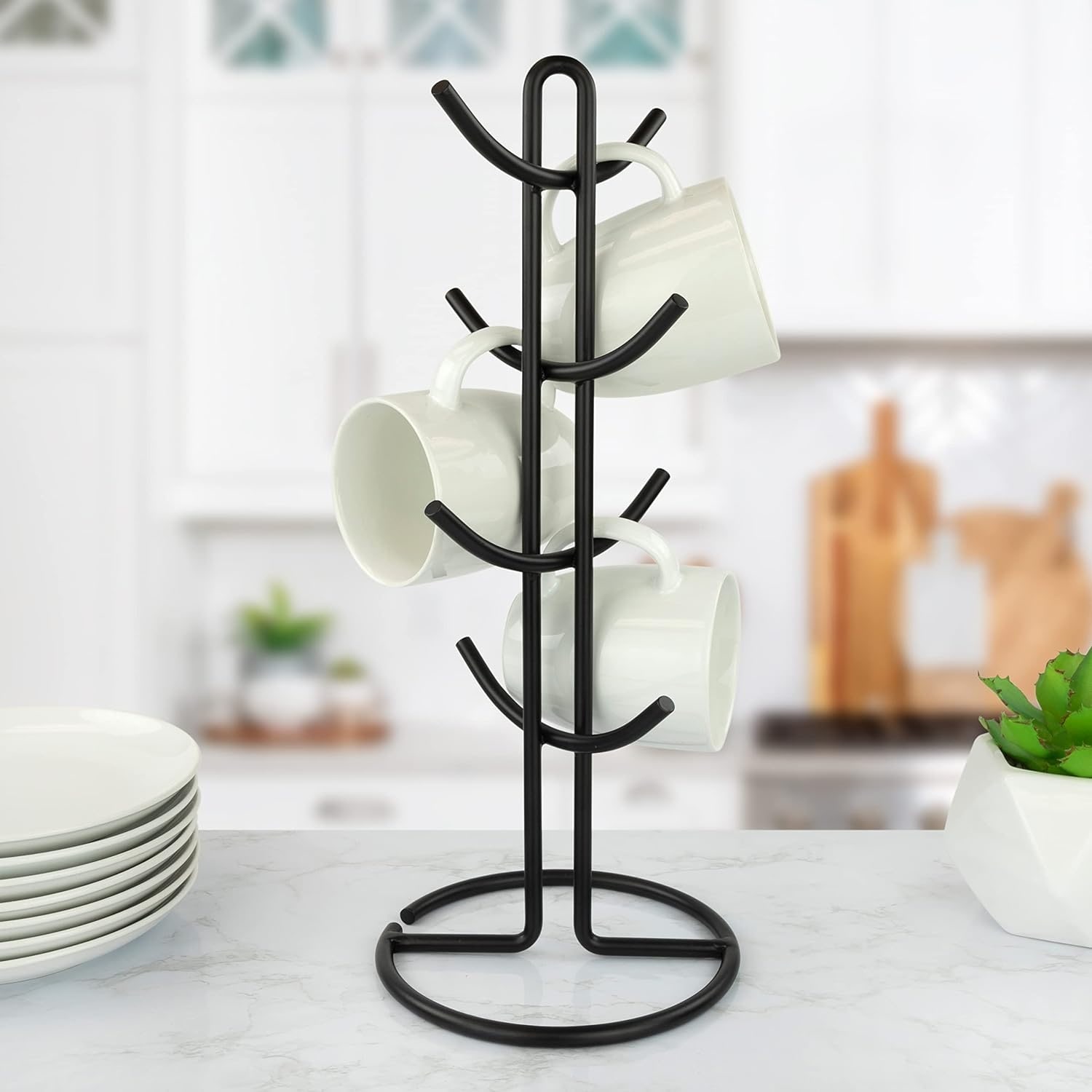 Metal Wall Mug Rack - Black - 8undefined''W x 3undefined''D x 17''H - Bed  Bath & Beyond - 36117666